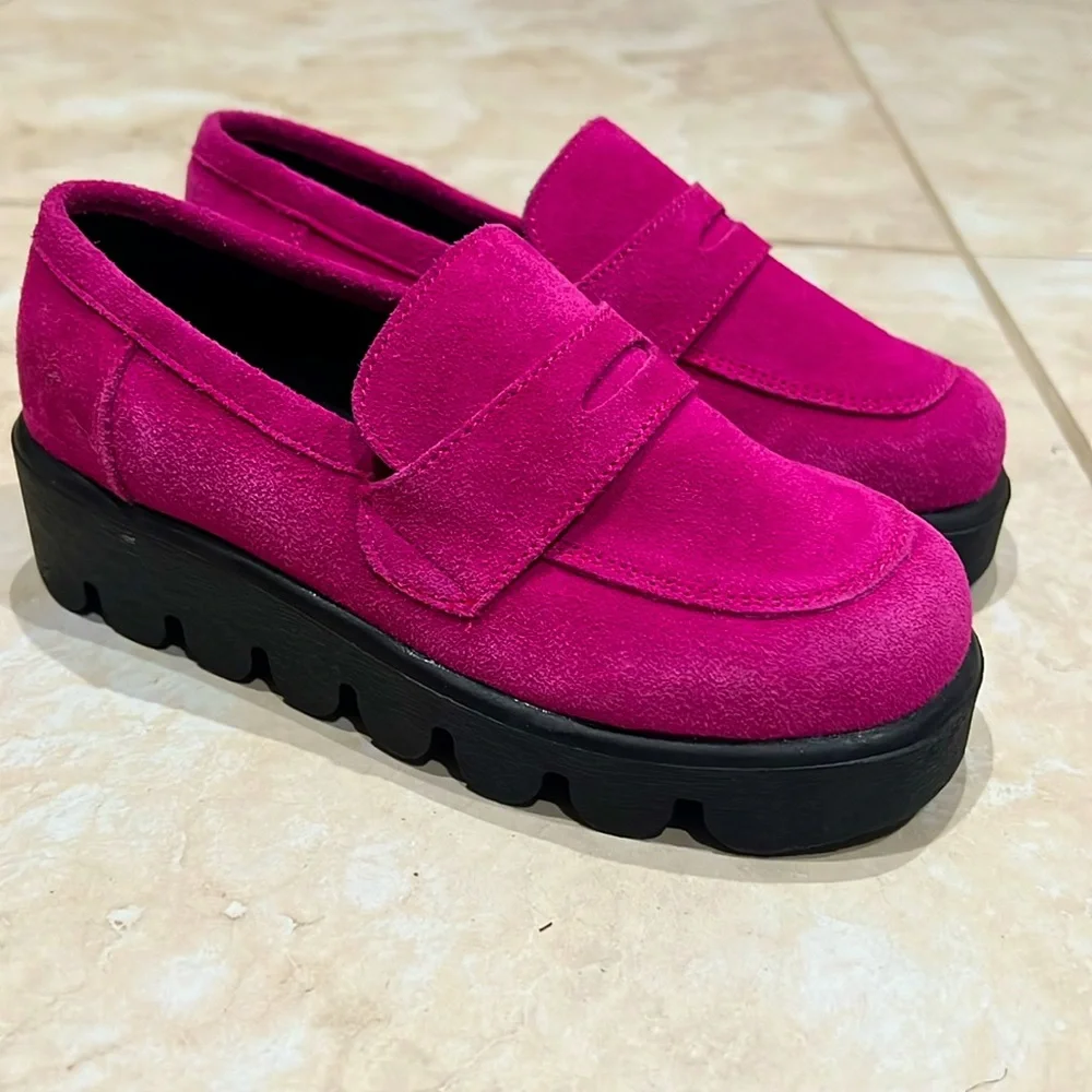 L'Amour suede platform loafer shoes